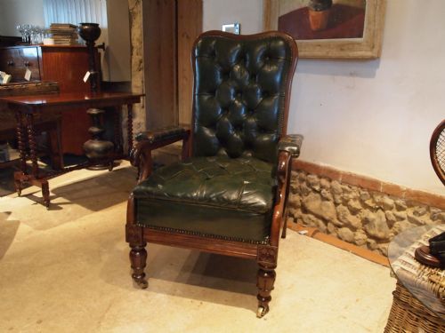 fig 3. Chair rare William IV reclining leather armchair fine quality c1830