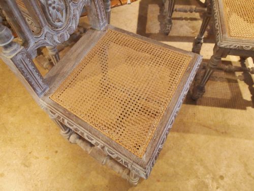 fig 2. Chairs Victorian carved Oak bergere seats limed Oak dining chairs c1880