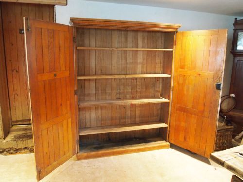 fig 1. Cupboard bookcase pantry housekeepers Edwardian Oak school cupboard c1900