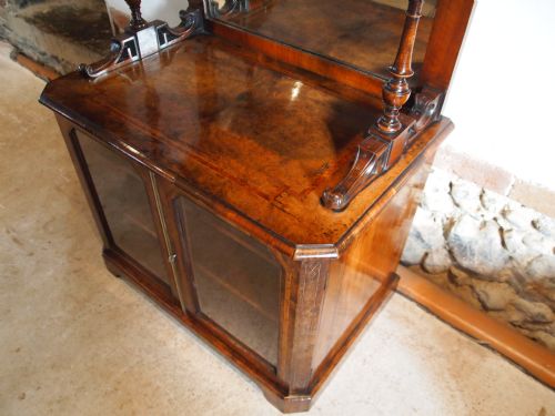 fig 1. Cabinet bedside canterbury Fine quality Victorian Burr and figured Walnut c1870