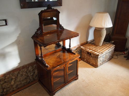 fig 3. Cabinet bedside canterbury Fine quality Victorian Burr and figured Walnut c1870