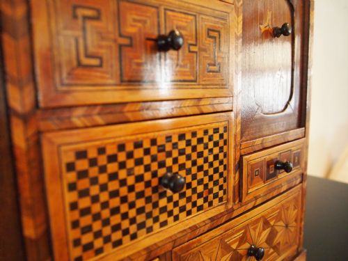 fig 1. Chest of drawers fine quality apprentice Japanese inlaid chest Meji period c1900