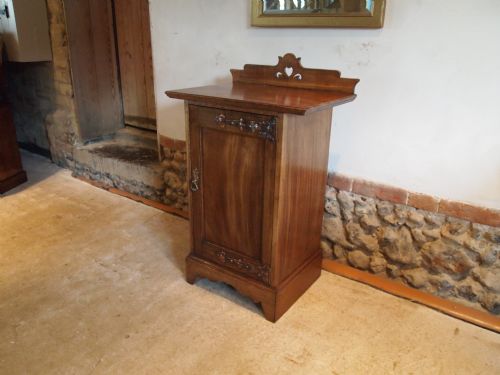 fig 1. Cabinet bedside cupboard Arts and Crafts Walnut c1900