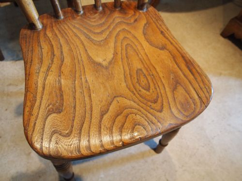 fig 1. Chairs set of six Victorian kitchen Windsor dining chairs Beech and Elm c1880