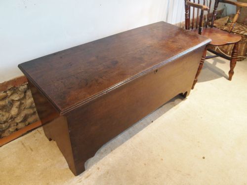 fig 1. Coffer chest blanket box George I Oak traditional six plank chest c1720