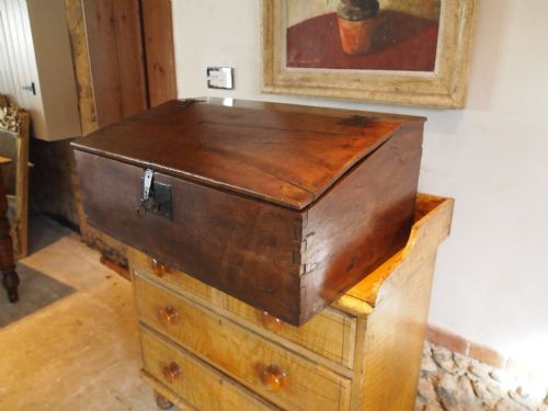 fig 2. Box Bible box Queen Anne Elm working lock and key c1700