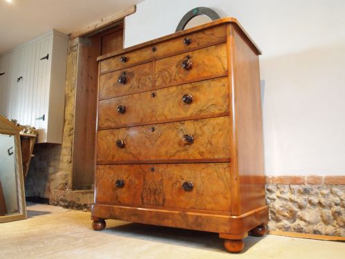 fig 2. Chest of Drawers Victorian Burr and figured Walnut c1880