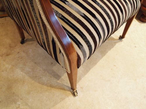 fig 2. Chair fine quality Victorian Mahogany and inlaid armchair Sanderson fabric c1890