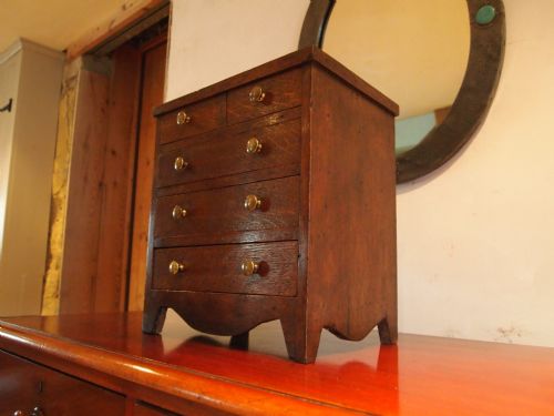 Chest of Drawers Miniature Victorian Oak Apprentice Chest Jewelry Box C1895