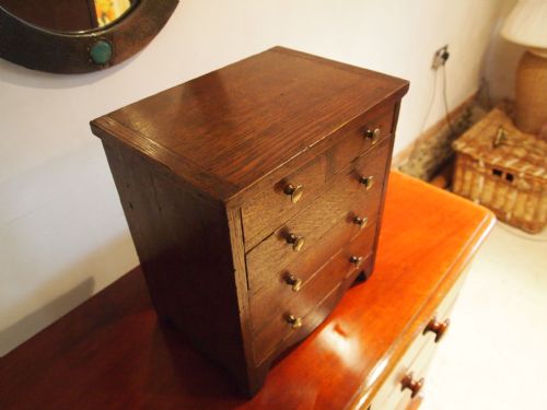 fig 1. Chest of drawers Miniature Victorian Oak apprentice chest jewelry box c1895