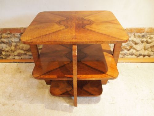 Table Art Deco Walnut Coffee Table Three Tier C1930
