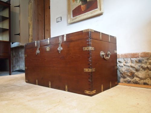 Chest Trunk Coffer Coffee Table Military Victorian Teak C1870