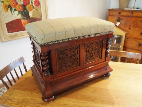 fig 1. Stool Canterbury box stool fine quality Victorian Mahogany c1840