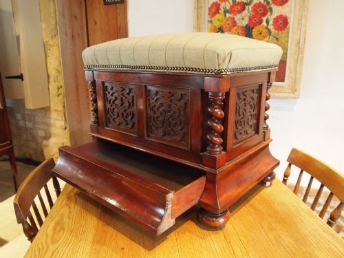 fig 2. Stool Canterbury box stool fine quality Victorian Mahogany c1840