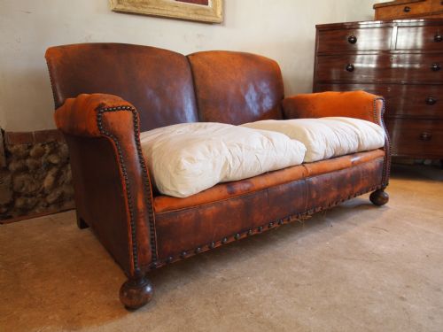 fig 1. Sofa settee Edwardian leather club c1900
