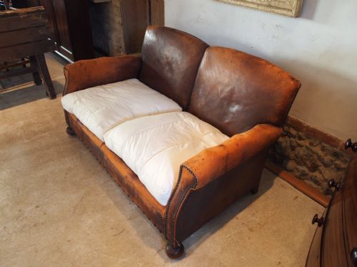 fig 2. Sofa settee Edwardian leather club c1900