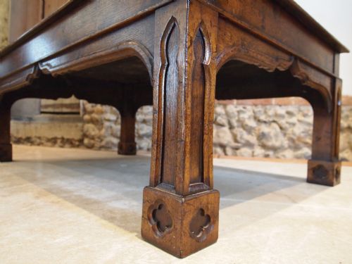 fig 1. Table coffee table Arts and Crafts Gothic Oak c1930