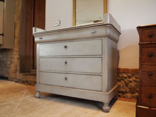 fig 1. Chest of drawers French Oak painted Marble top c1850