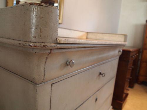 fig 2. Chest of drawers French Oak painted Marble top c1850