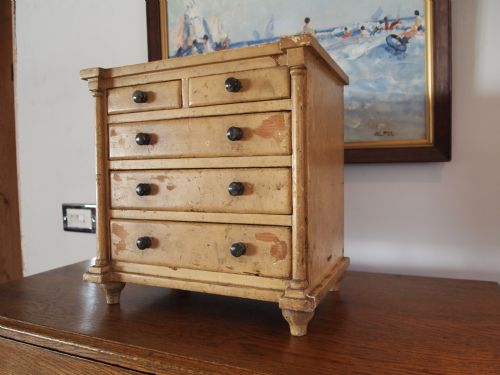 fig 1. Chest of drawers rare miniature apprentice chest original paint c1830