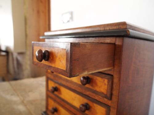 fig 1. Chest of Drawers Victorian Miniature apprentice Oak and Maple c1880