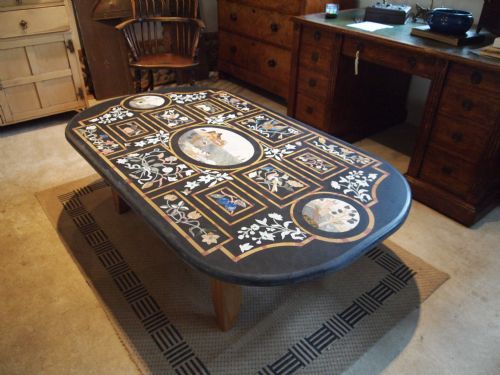 Table Coffee Table Italian Pietra Dura Marble and Slate C1920