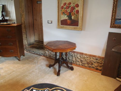 fig 1. Table Victorian Walnut inlaid side lamp centre table c1880