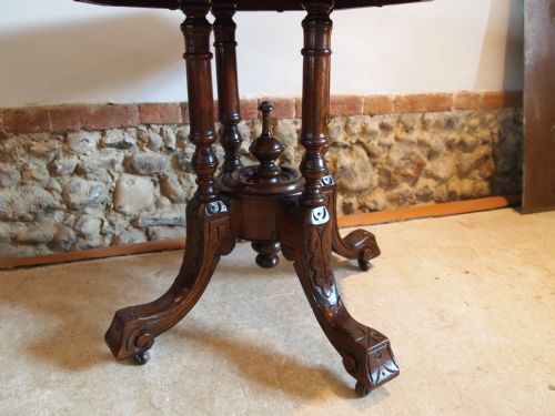 fig 2. Table Victorian Walnut inlaid side lamp centre table c1880