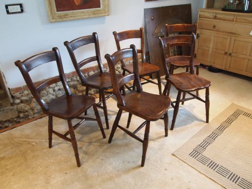 fig 1. Chairs set of six Victorian Windsor kitchen dining chairs c1880