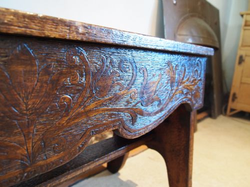 fig 2. Seat bench settle Arts and Crafts window seat Walnut c1900