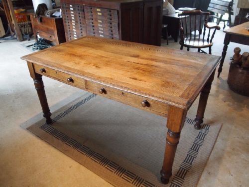 fig 1. Table Edwardian Oak kitchen dining table c1900