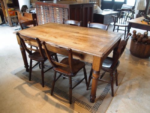 fig 2. Table Edwardian Oak kitchen dining table c1900