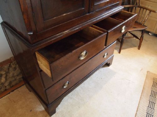 fig 3. Wardrobe clothes press pantry dresser George II Oak c1750