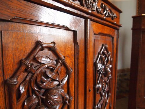 fig 2. Cabinets bookcase display Victorian carved Oak c1850