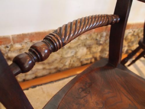 fig 2. Chairs five Victorian Kitchen dining rope back Windsor chairs c1860