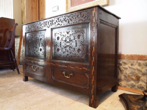 Chest Mule Chest George II Carved Oak Slim Size C1740