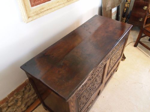fig 2. Chest Mule Chest George II carved Oak slim size c1740