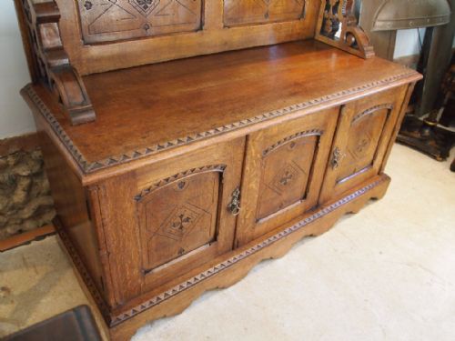 fig 3. Sideboard dresser Oak Arts and Crafts Pugin influence c1890