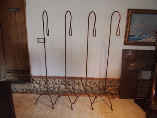 Set of Four Victorian Steel Lantern or Hanging Basket Stands C1880