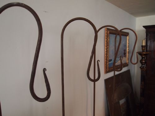 fig 2. Set of four Victorian steel lantern or hanging basket stands c1880