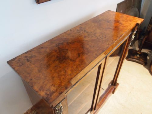 fig 1. Bookcase display cabinet Victorian burr Walnut c1870