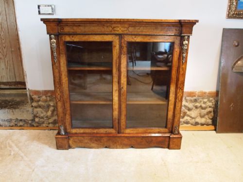 fig 2. Bookcase display cabinet Victorian burr Walnut c1870