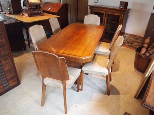 Dining Table and Chairs Art Deco Walnut C1925