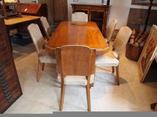 fig 1. Dining table and chairs Art Deco Walnut c1925
