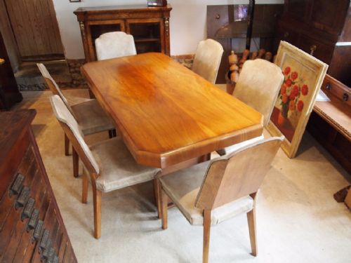 fig 2. Dining table and chairs Art Deco Walnut c1925