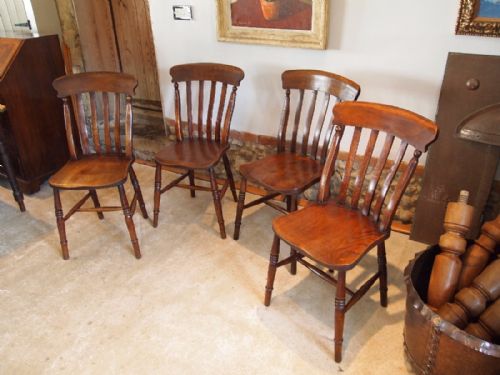 fig 1. Chairs set of four Victorian lathe back Windsor kitchen dining chairs c1880