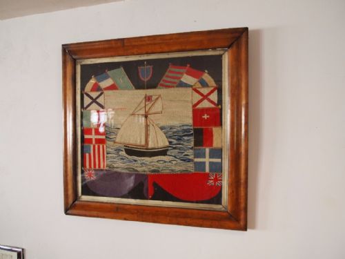 Woolwork Flag of Nations Stars and Stripes Sampler British Sailor Maritime C1865