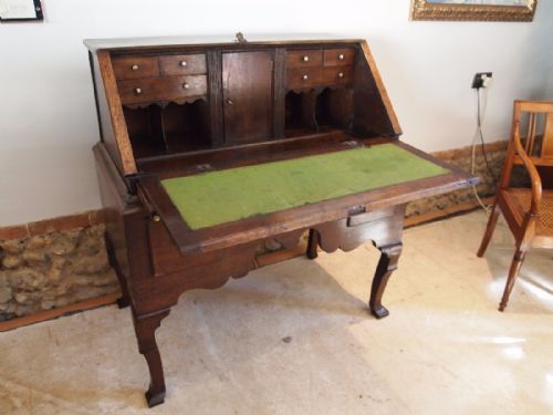 fig 1. Bureau on stand George II Oak c1730
