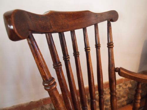 fig 2. Chair Victorian Windsor penny seat armchair solid Elm seat c1880