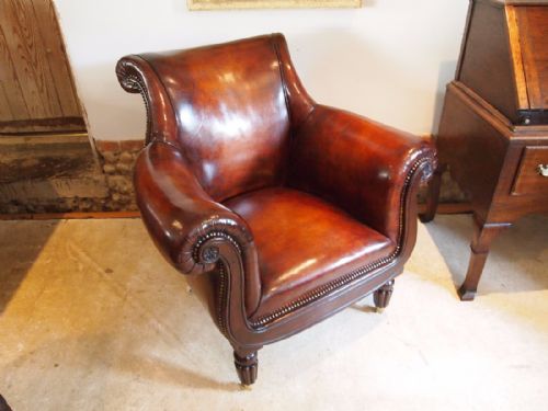 Chair Fine William IV Chestnut Leather Armchair C1830